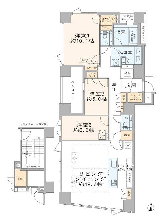 ザ・レジデンス平河町 最上階からの望む都会の景色 間取り図