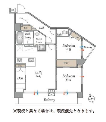 恵比寿 一人でも二人でも快適に 間取り図