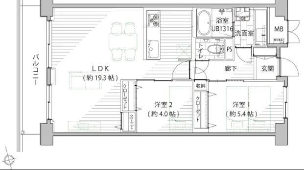 田町 お家時間を快適に過ごせるLDK 間取り図