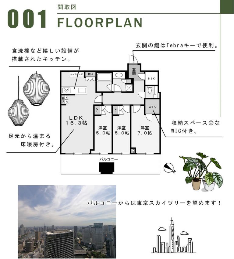 パークタワー勝どきサウス 54階部分！スカイツリーが望める3LDK