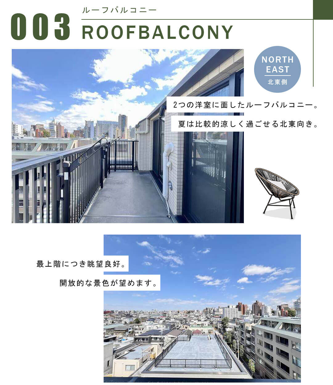 オープンレジデンシア本郷菊坂のルーフバルコニー
