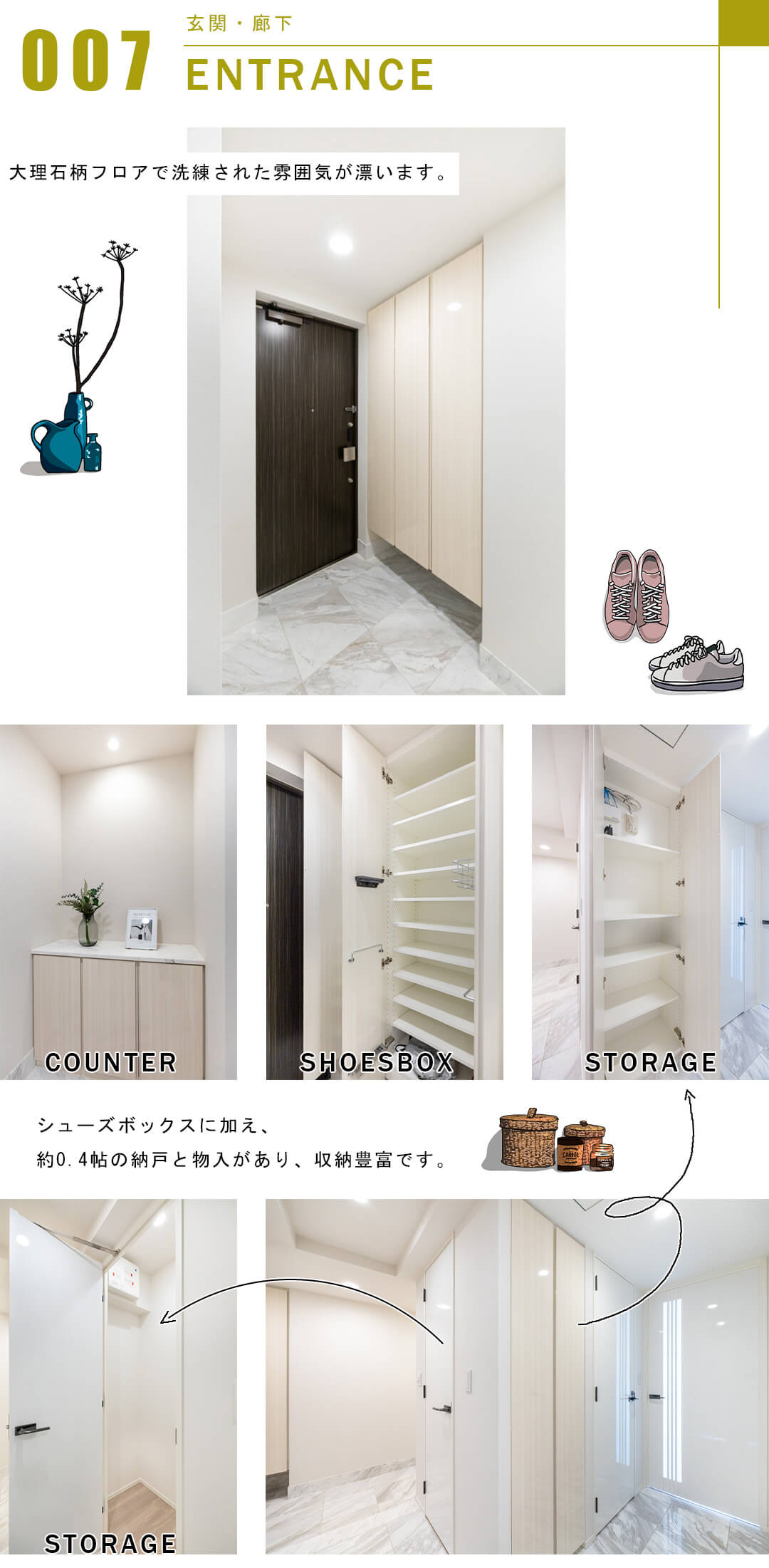 グランドヒルズ南青山の玄関と廊下