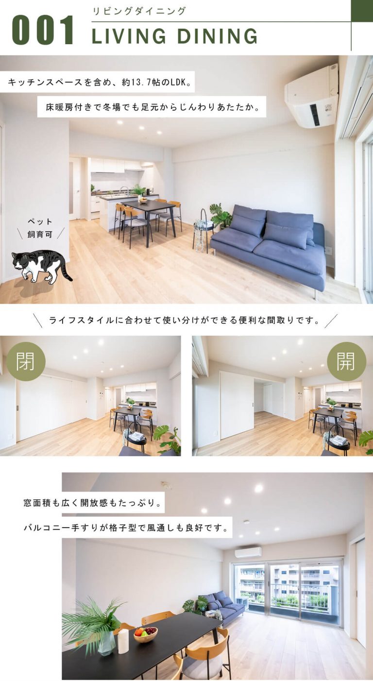 ドミール高輪のリビングダイニング