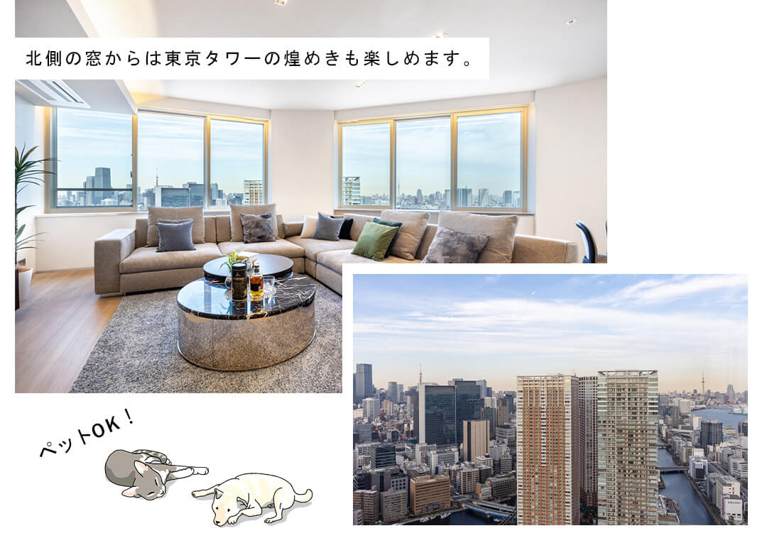 芝浦アイランドケープタワーのリビングダイニング