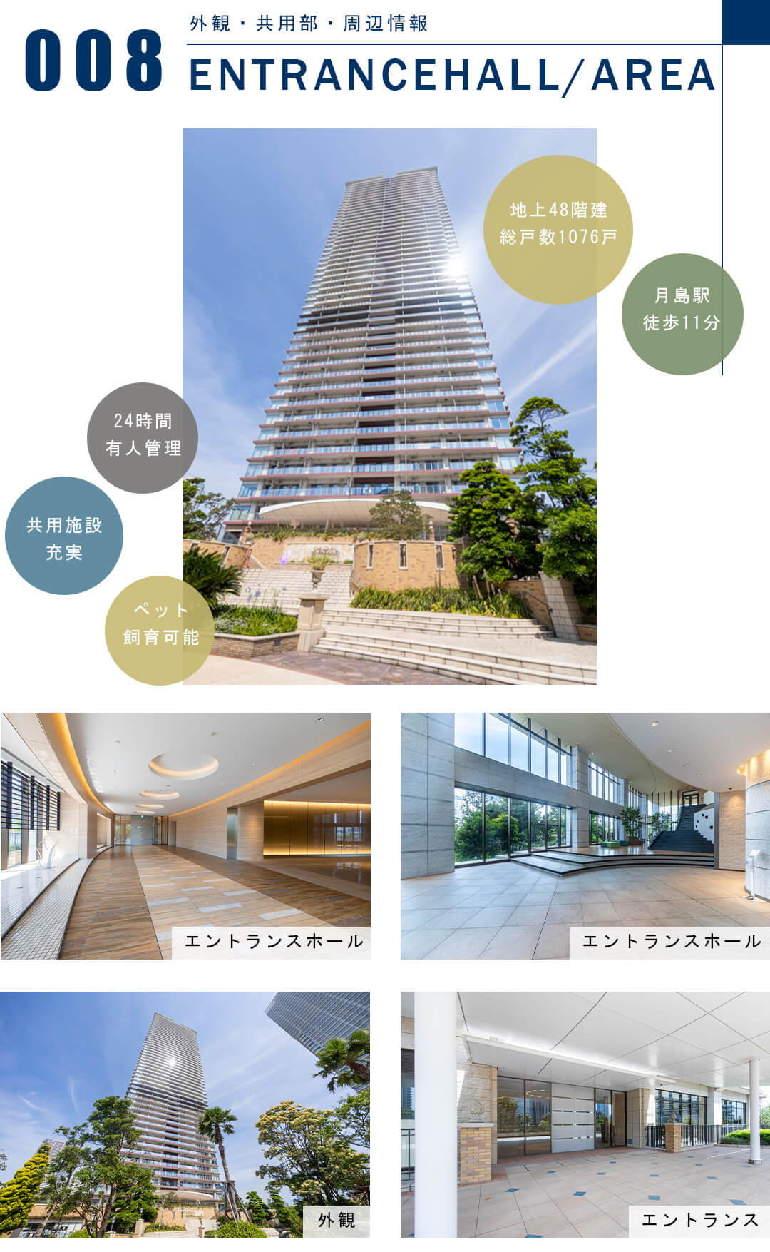 パークタワー晴海の外観と共用部