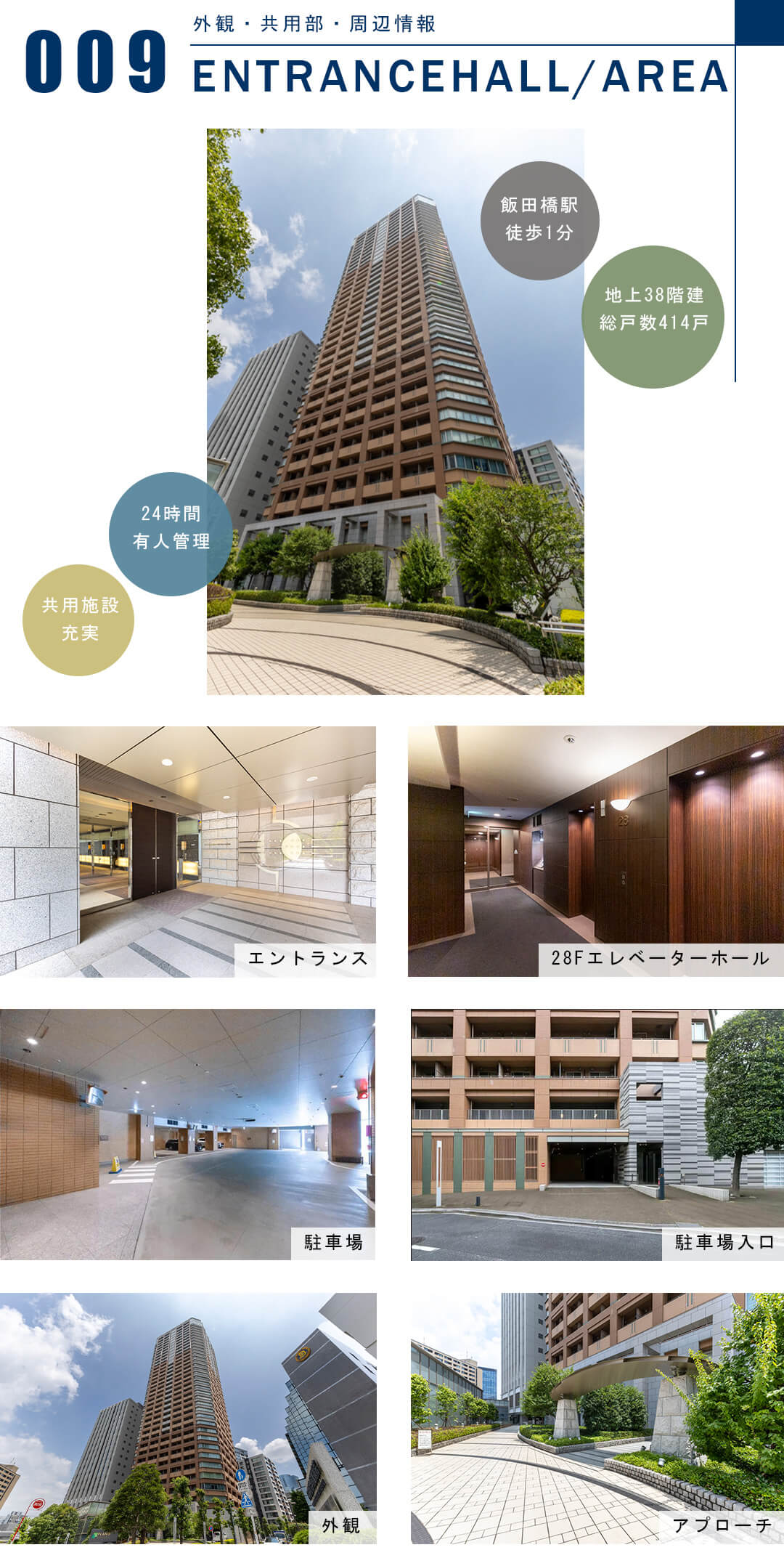 プラウドタワー千代田富士見の外観と共用部