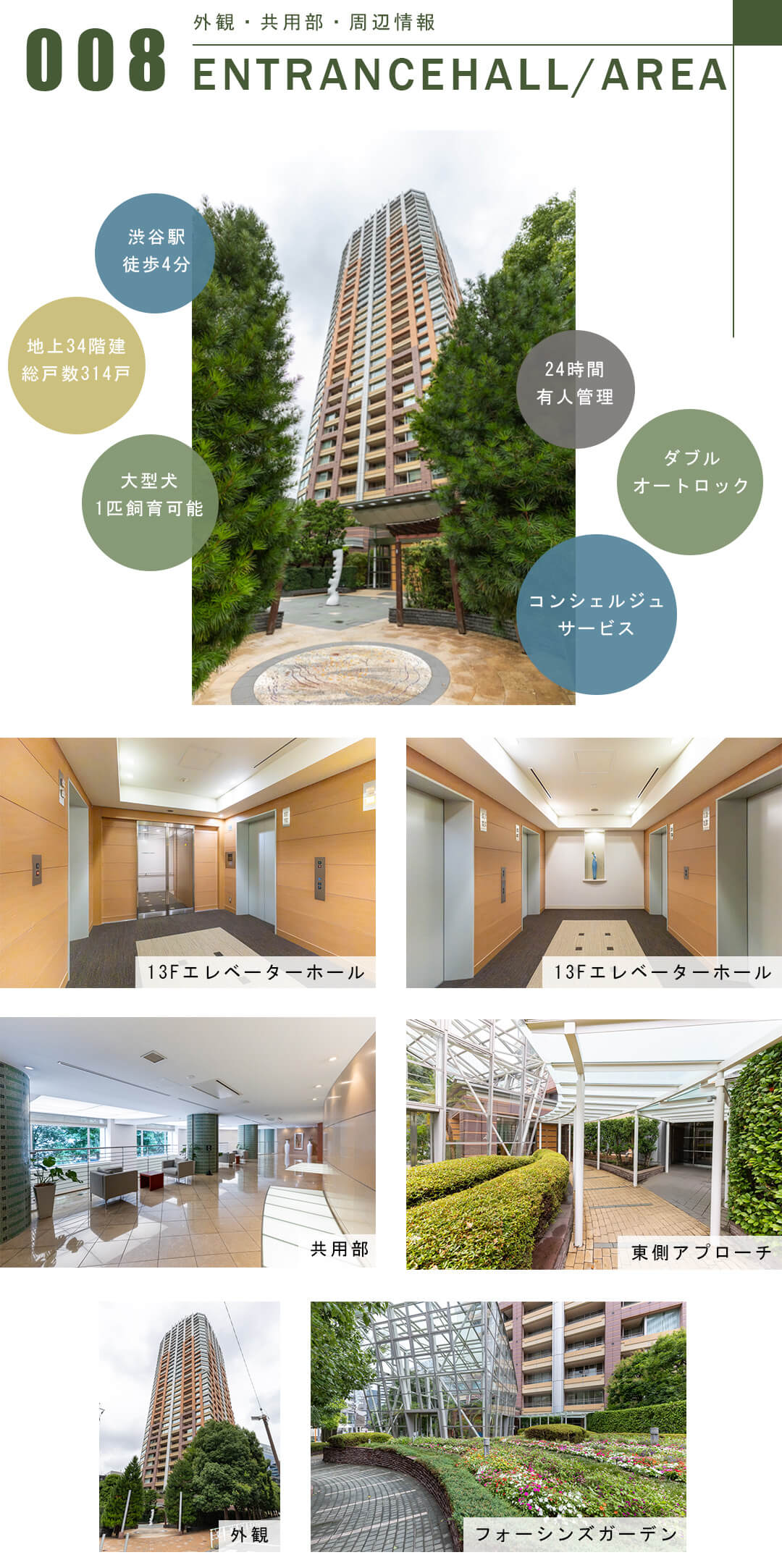 青山パークタワーの外観と共用部