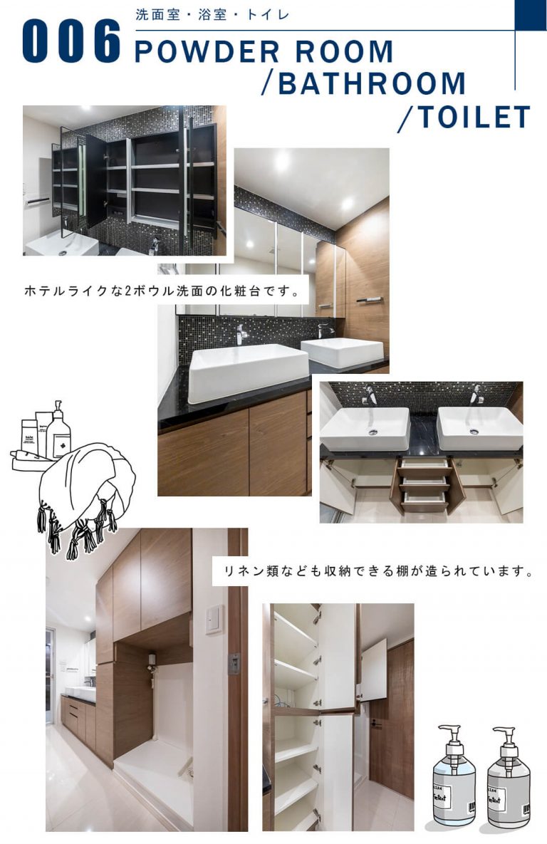 006洗面室,浴室,トイレ,POWDERROOM,BATHROOM,TOILET