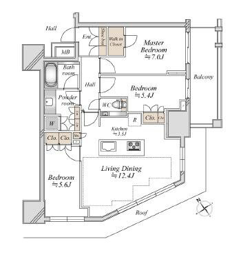 プラウドタワー渋谷 2025年3月築!最先端な街に住まう角部屋3LDK 間取り図