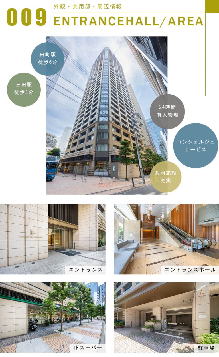 カテリーナ三田タワースイート イーストアークの外観と共用部
