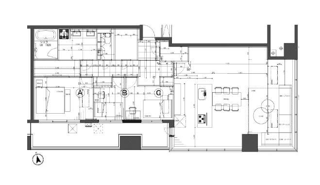 TOKYO TIMES TOWER　駅から徒歩3分！スカイツリーを望む33階118㎡の3LDK 間取り図