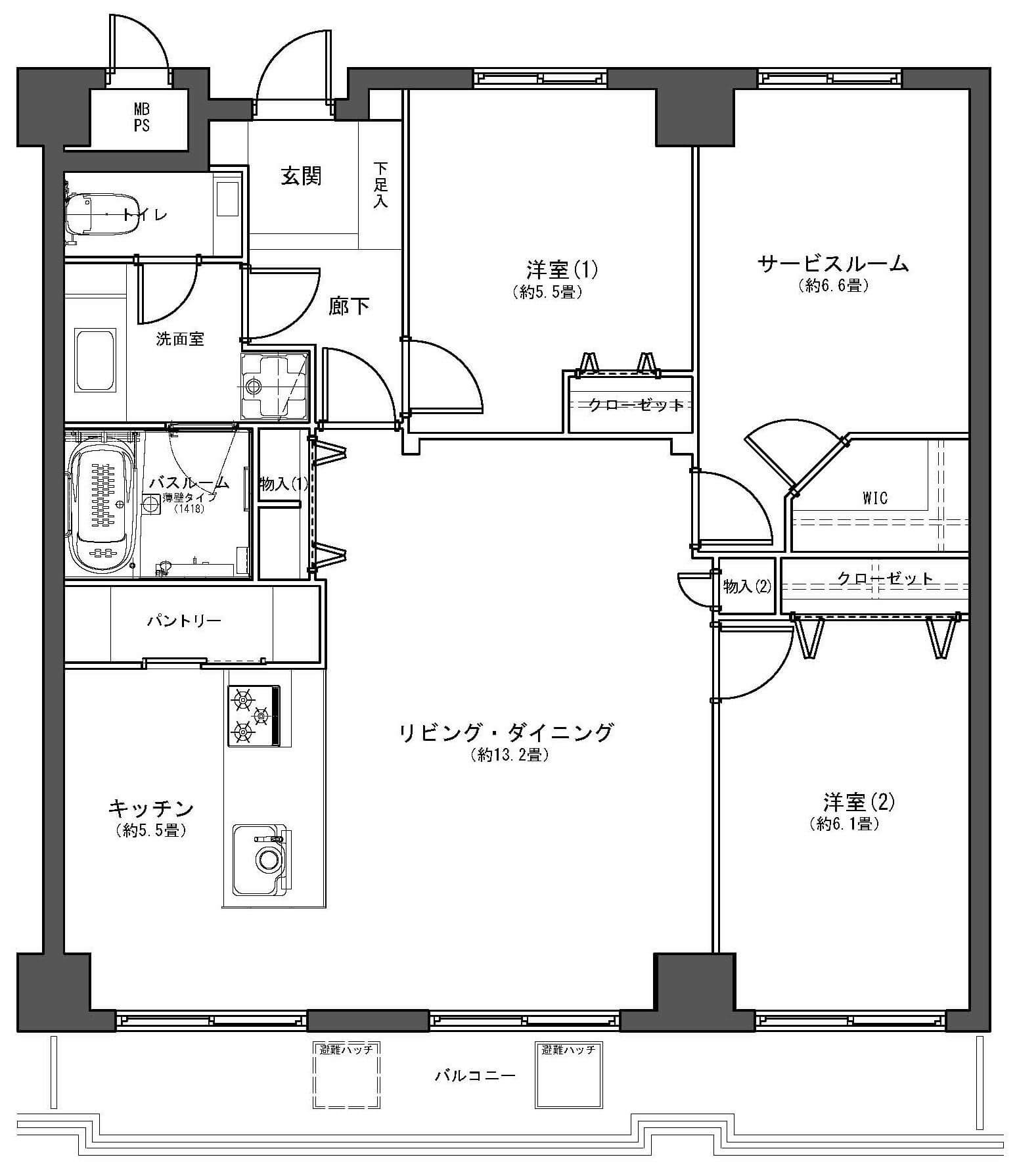 護国寺　収納豊富！開放的な景色が望めるリビングダイニング 間取り図