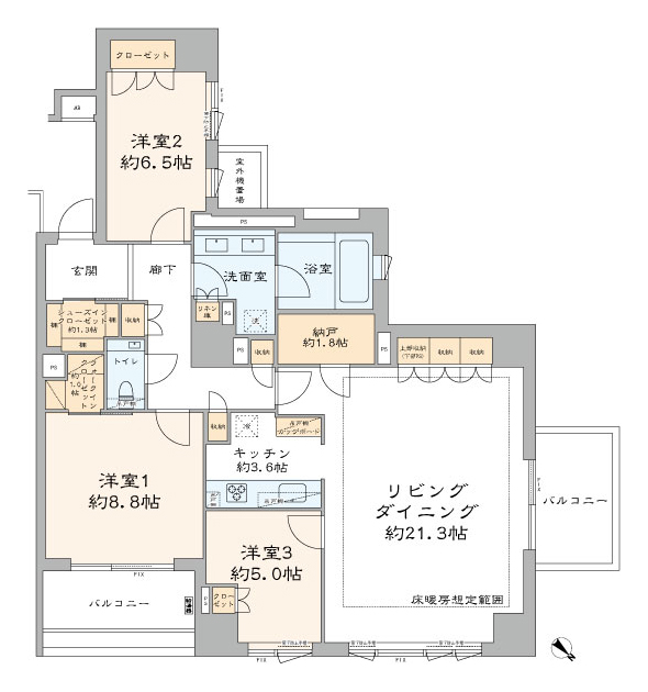 ザ・パークハウス中目黒小川坂　快適で美しい暮らしに欠かせない、豊富な収納スペース 間取り図
