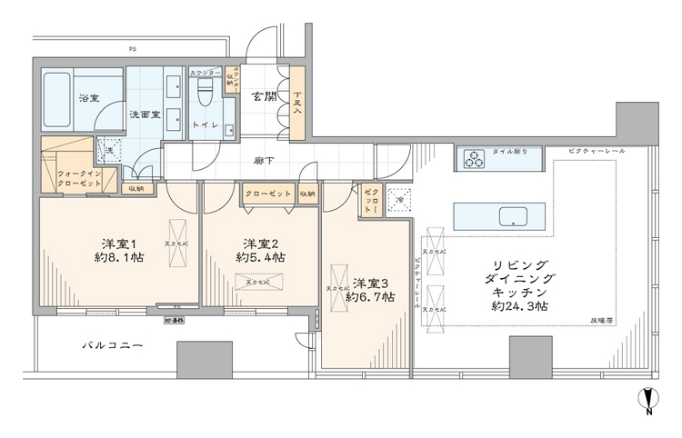 秋葉原　28階部、開放感あふれる景色がお出迎え 間取り図