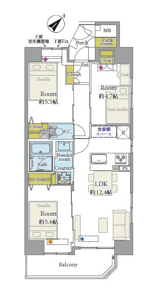 水天宮前　交通アクセス良好！南東角部屋の3LDK 間取り図
