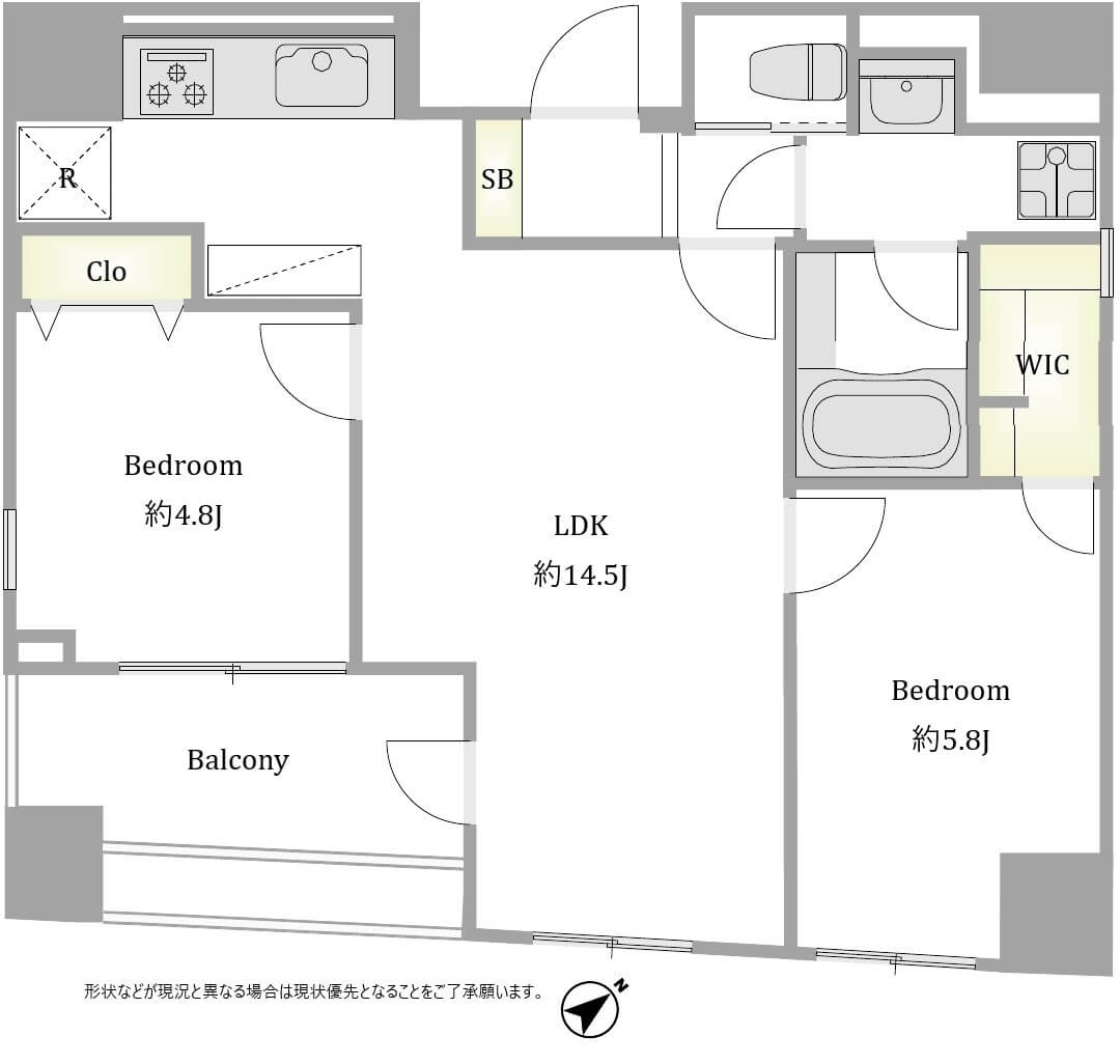 築地 整然とした美しい街並み!日当たり良好な角部屋 間取り図