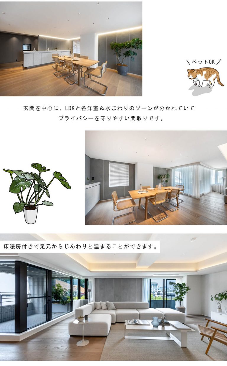 芝白金ヒルズのリビングダイニング