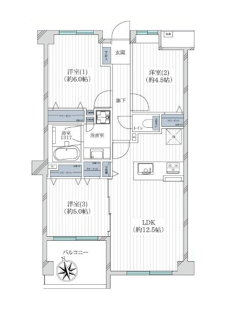 下北沢　渋谷・新宿へダイレクトアクセス！人気エリアの南向き3LDK 間取り図