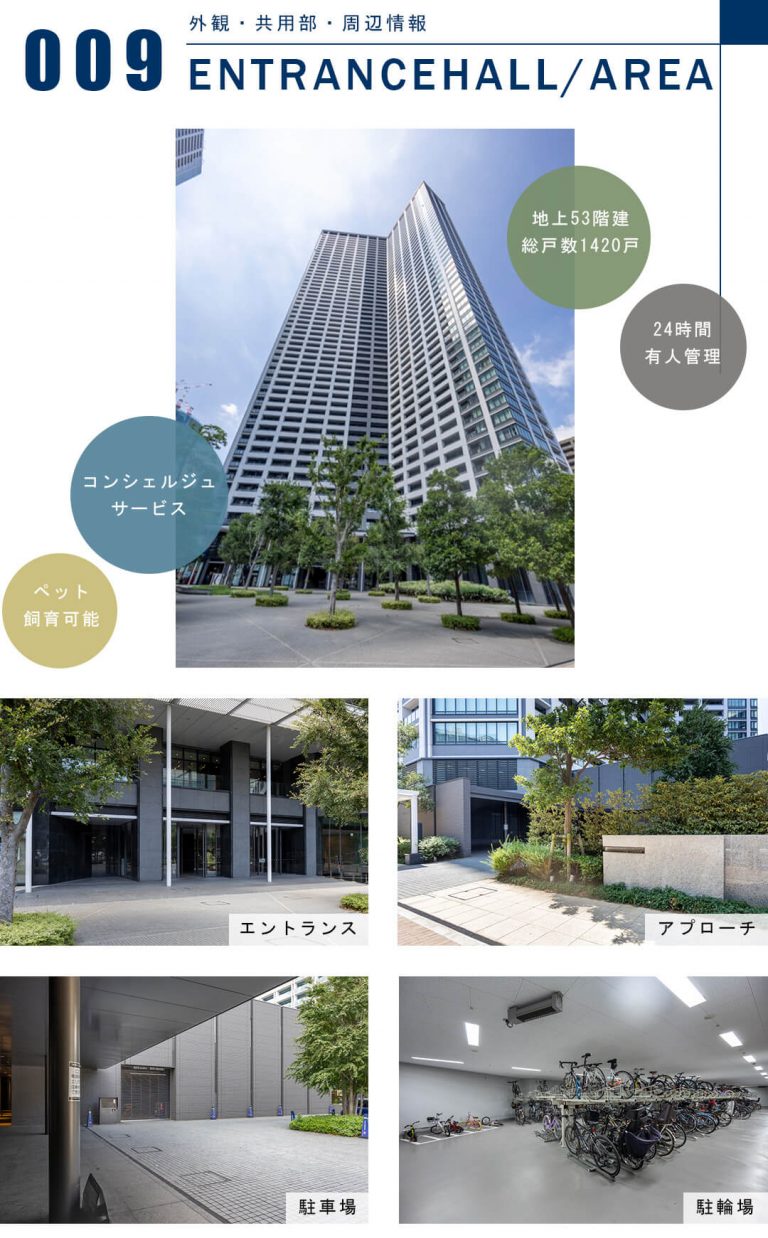 勝どきザ・タワーの外観と共用部