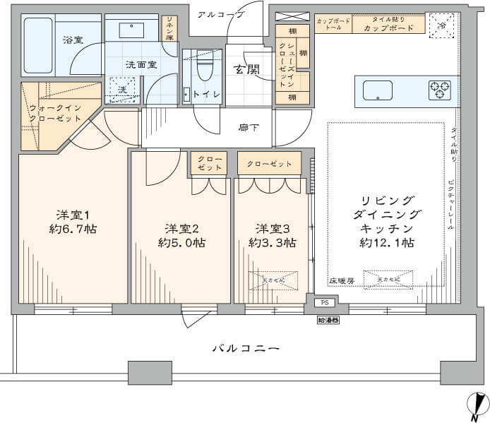 渋谷 駅から徒歩2分!南向き、風や陽を取り込むワイドスパン設計 間取り図