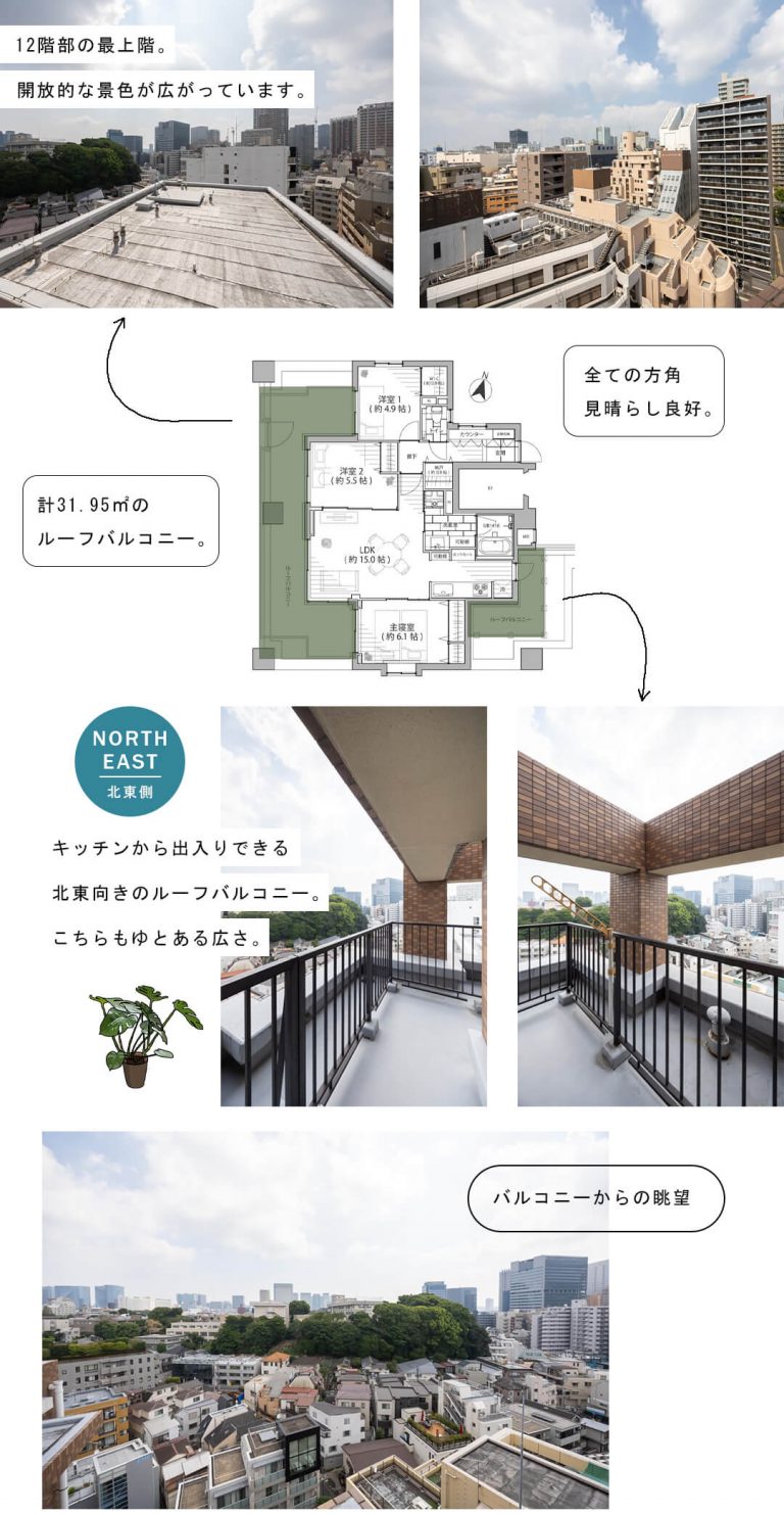 藤和シティホームズ島津山西のルーフバルコニー