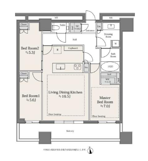 WORLD TOWER RESIDENCE 2024年築・新築未入居!東京湾を望む3LDK 間取り図