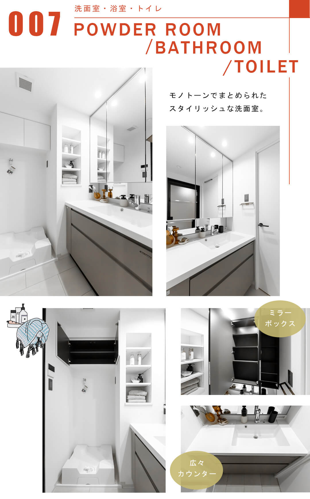 クレストフォルム日本橋リバーフロントタワーの洗面室