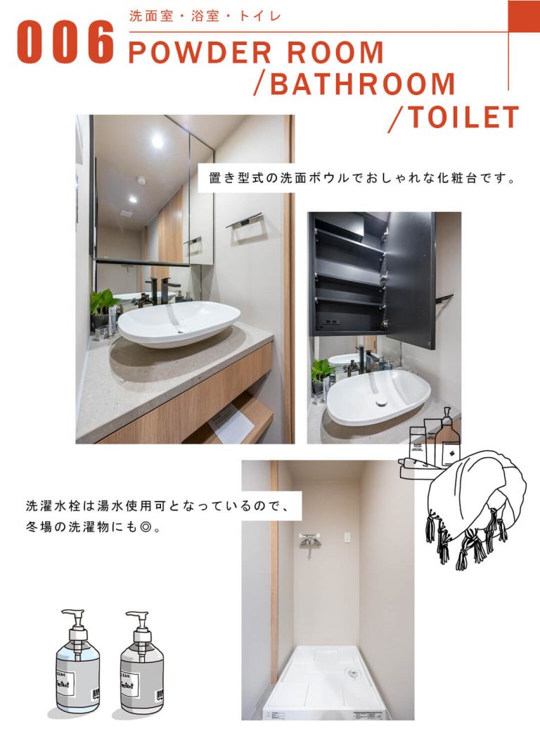 006洗面室,浴室,トイレ,POWDERROOM,BATHROOM,TOILET