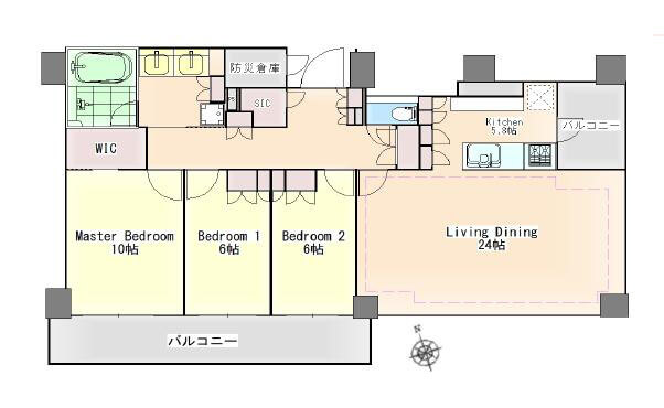 クラッシィタワー新宿御苑　2024年築！116㎡超えの3LDK、新宿御苑を望む28階の邸宅 間取り図