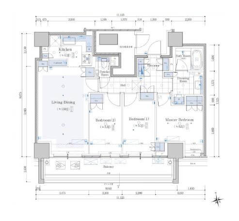 クラッシィタワー新宿御苑　四季を感じる新宿御苑が目の前に！2024年築マンションの24階3LDK 間取図