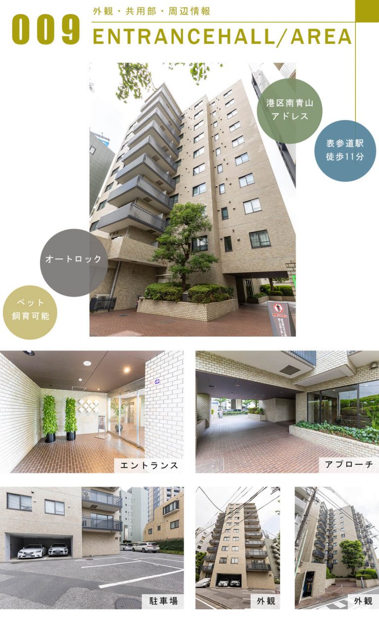 南青山パーク・マンションの外観と共用部