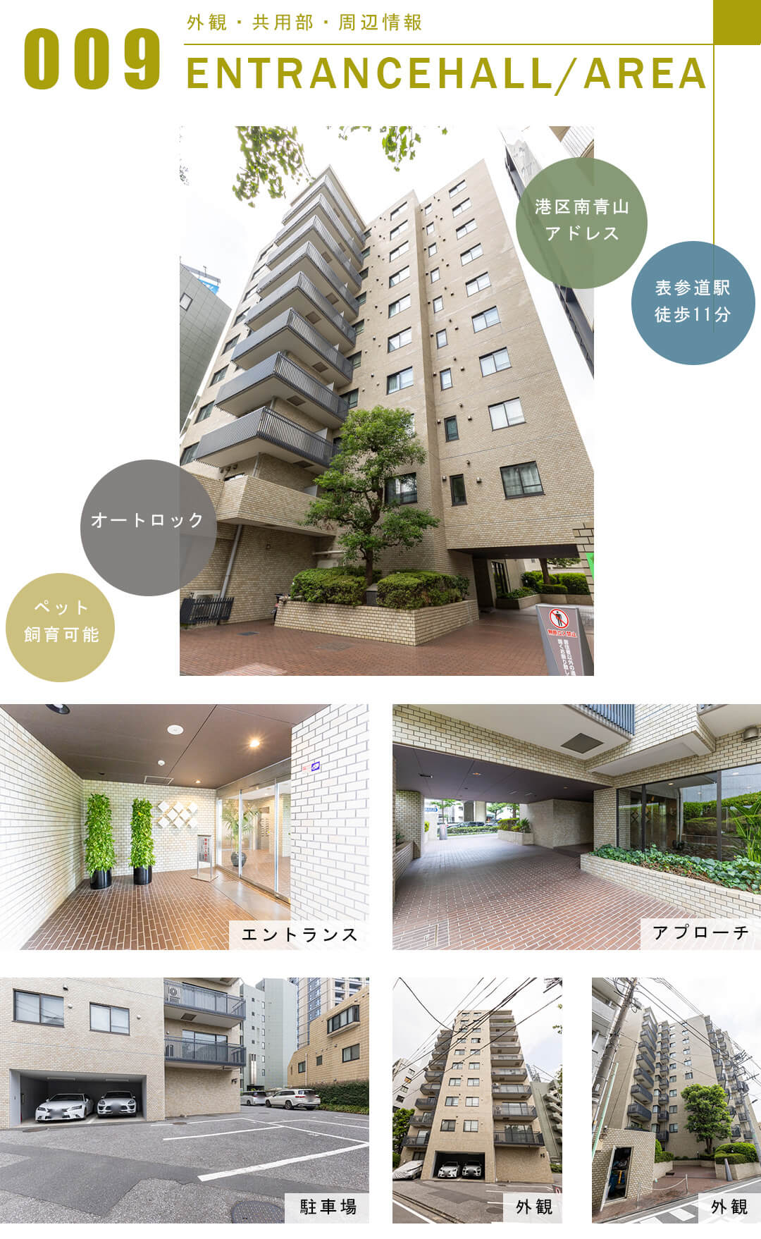 南青山パーク・マンションの外観と共用部