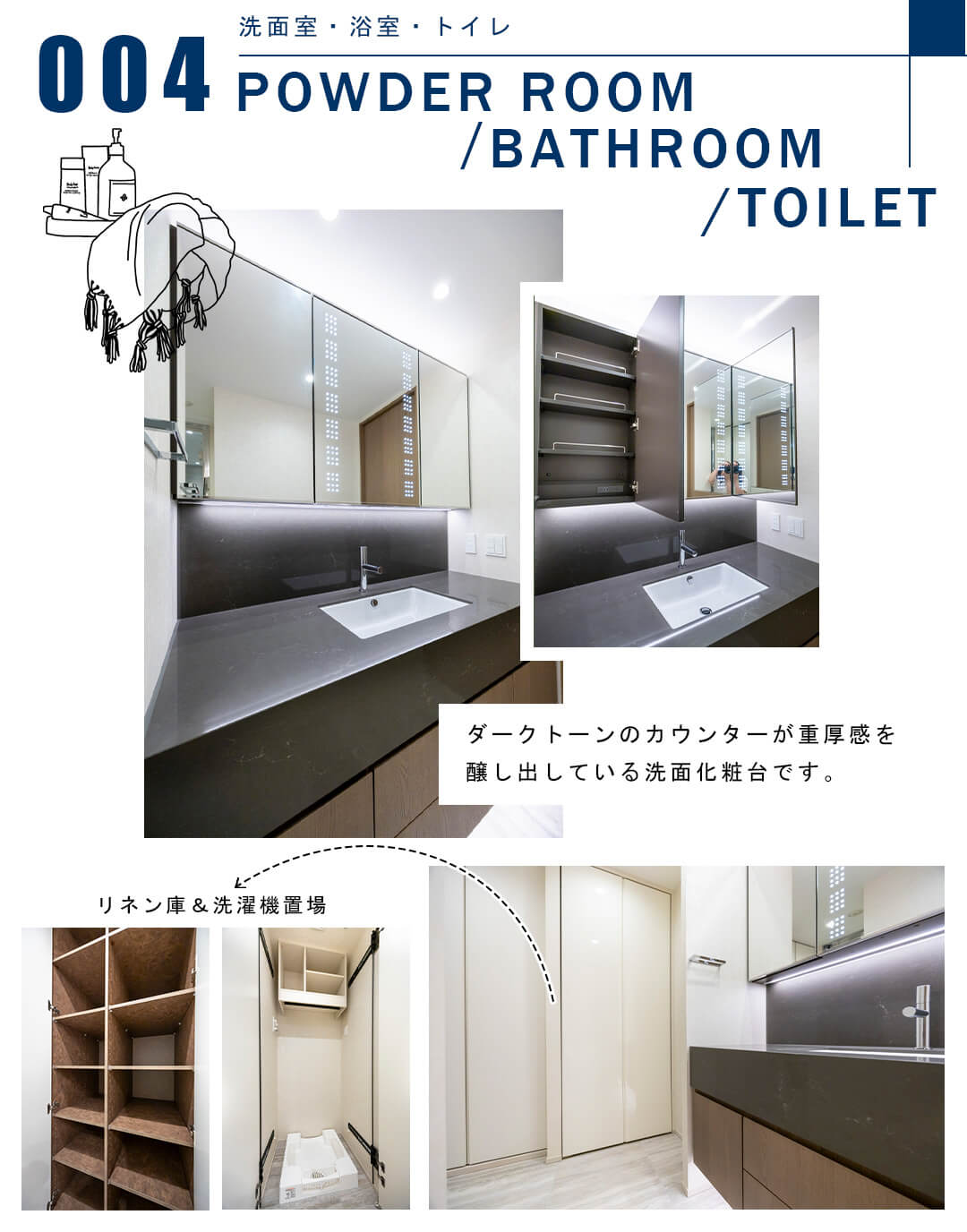 004洗面室,浴室,トイレ,POWDERROOM,BATHROOM,TOILET
