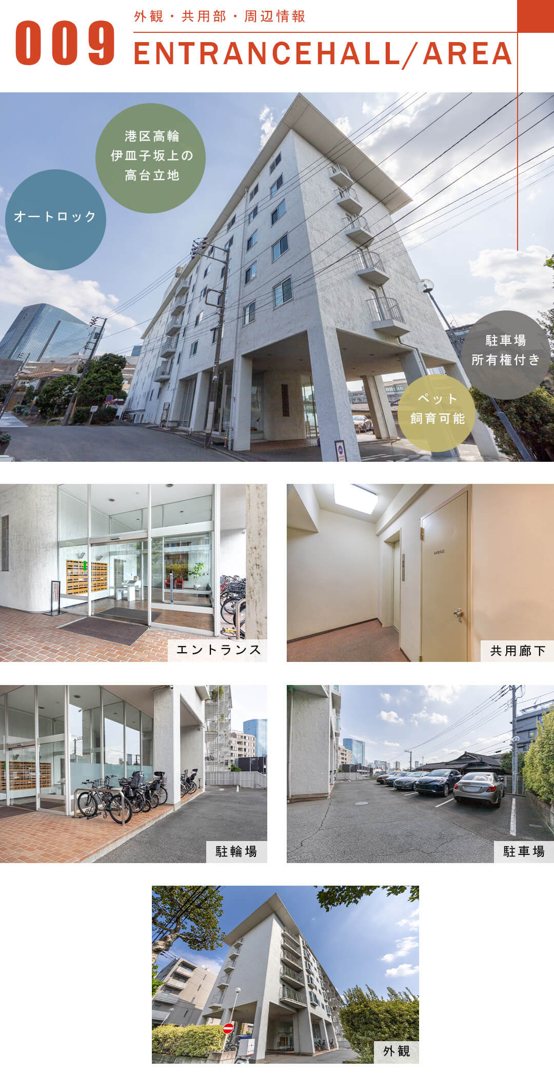 高輪ホームズの外観と共用部