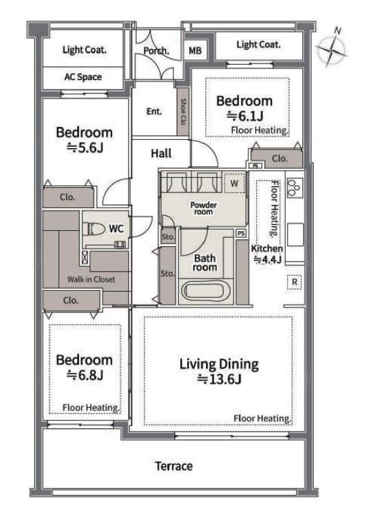 駒沢大学　穏やかな暮らしを叶える3LDK 間取り図