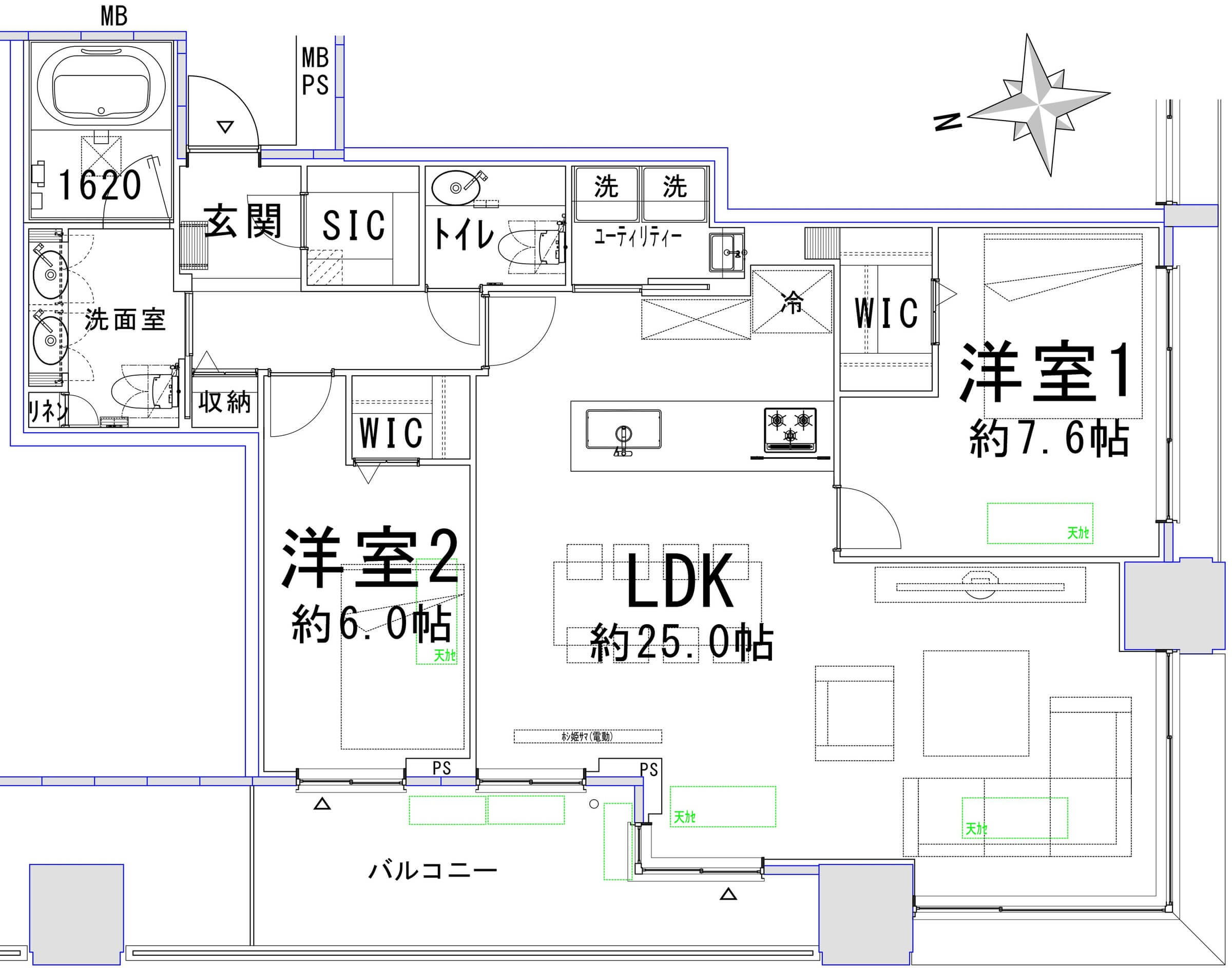芝パーク・タワー 広々としたリビングから都会的な景色を楽しむ 間取り図