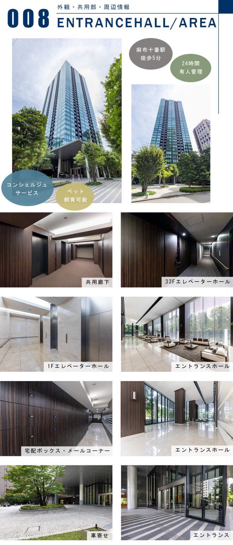 シティタワー麻布十番の外観と共用部