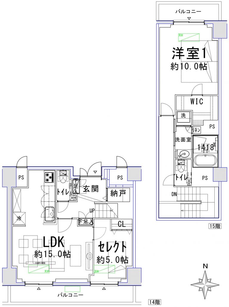 間取図（2LDKへ変更可能）