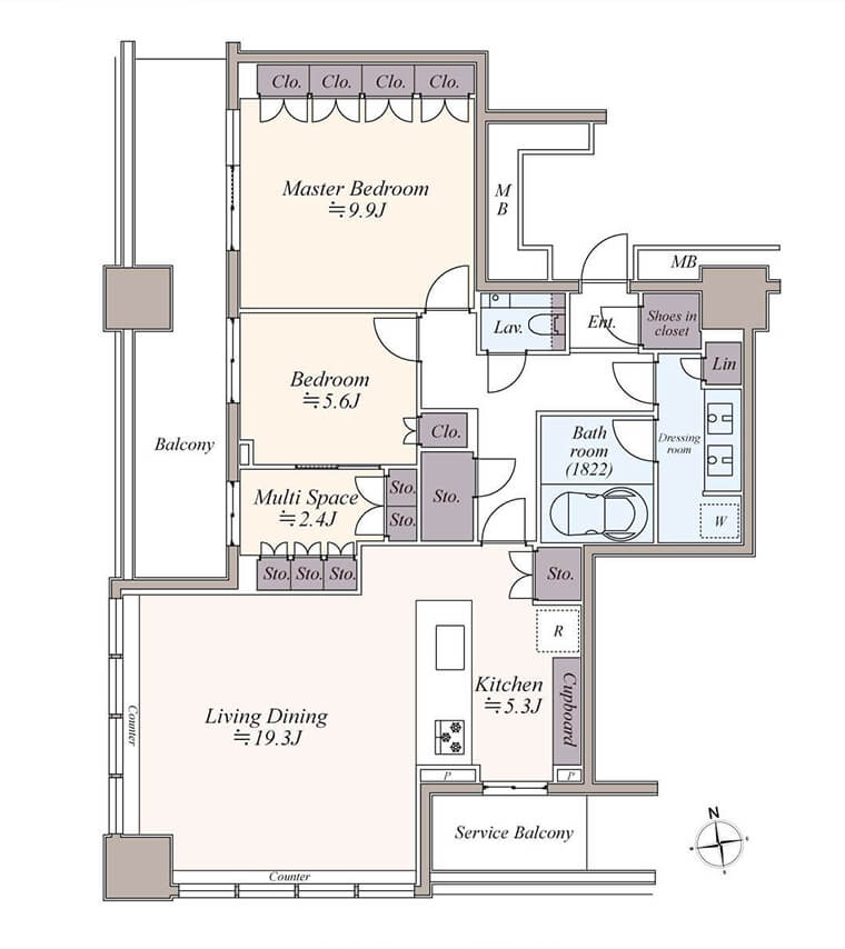 WORLD TOWER RESIDENCE 東京タワービュー。ロケーションを堪能させる大きな窓 間取図