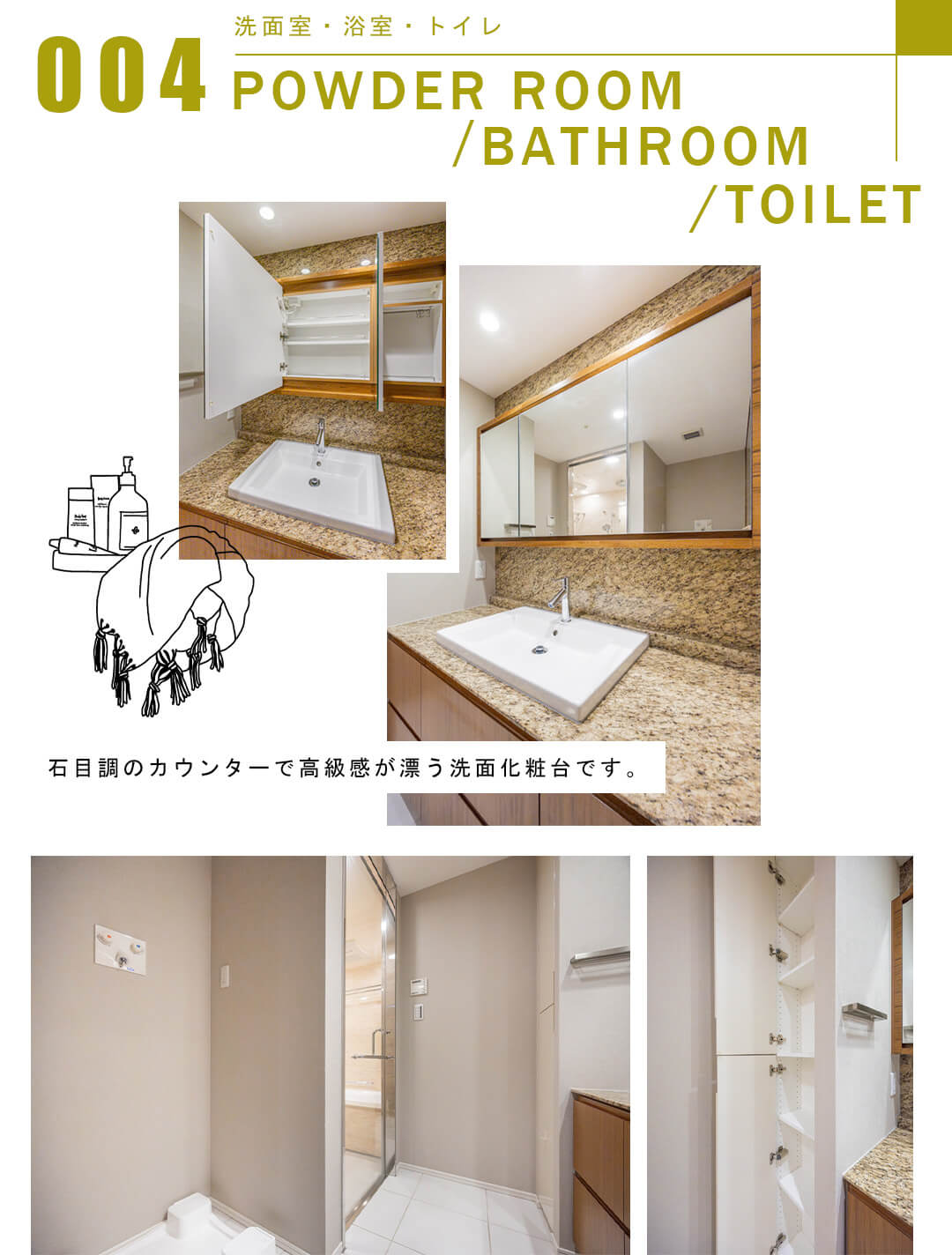 004洗面室,浴室,トイレ,POWDERROOM,BATHROOM,TOILET