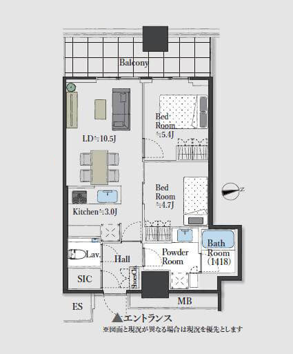 WORLD TOWER RESIDENCE 浜松町駅直結!東京タワーを望む、洗練された1LDK 間取り図