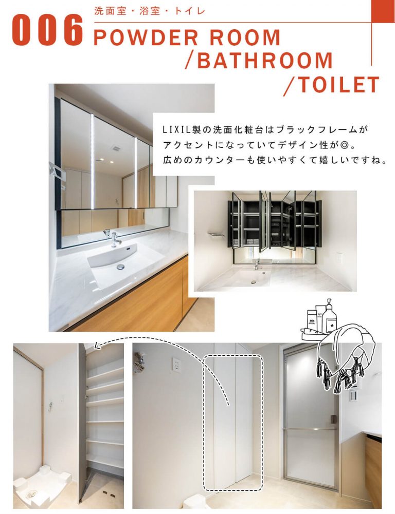 006洗面室,浴室,トイレ,POWDERROOM,BATHROOM,TOILET