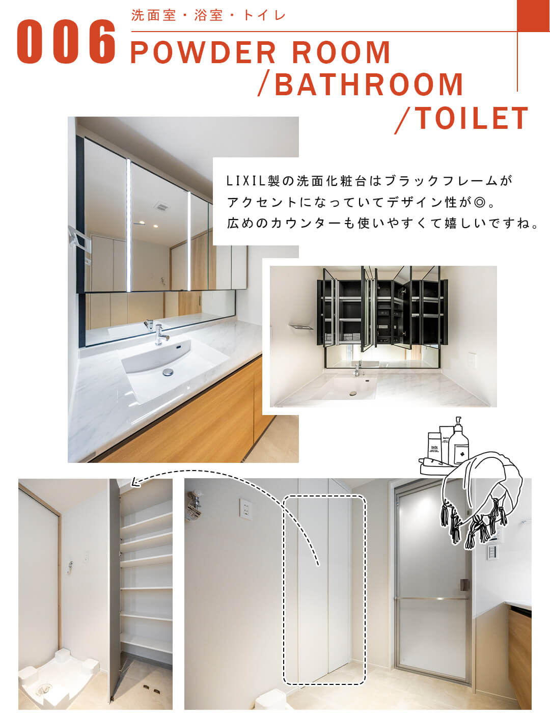 006洗面室,浴室,トイレ,POWDERROOM,BATHROOM,TOILET