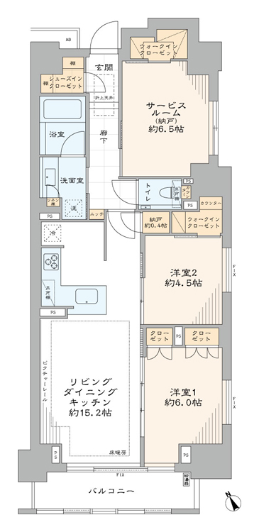 四ツ谷　都心ならではの利便性を享受、開放的な東南角部屋 間取図