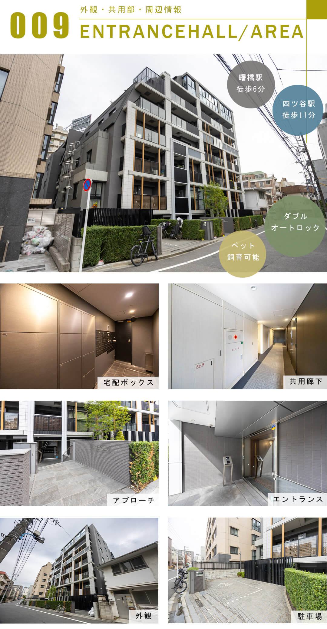 シティハウス四谷坂町の外観と共用部