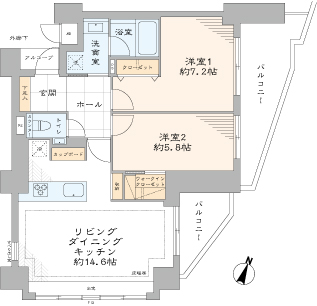 神泉 陽光に包まれる、ナチュラルモダンなリビング 間取り図
