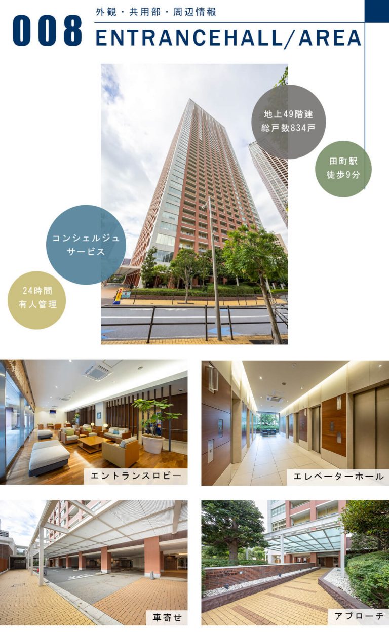 芝浦アイランドグローヴタワーの外観と共用部