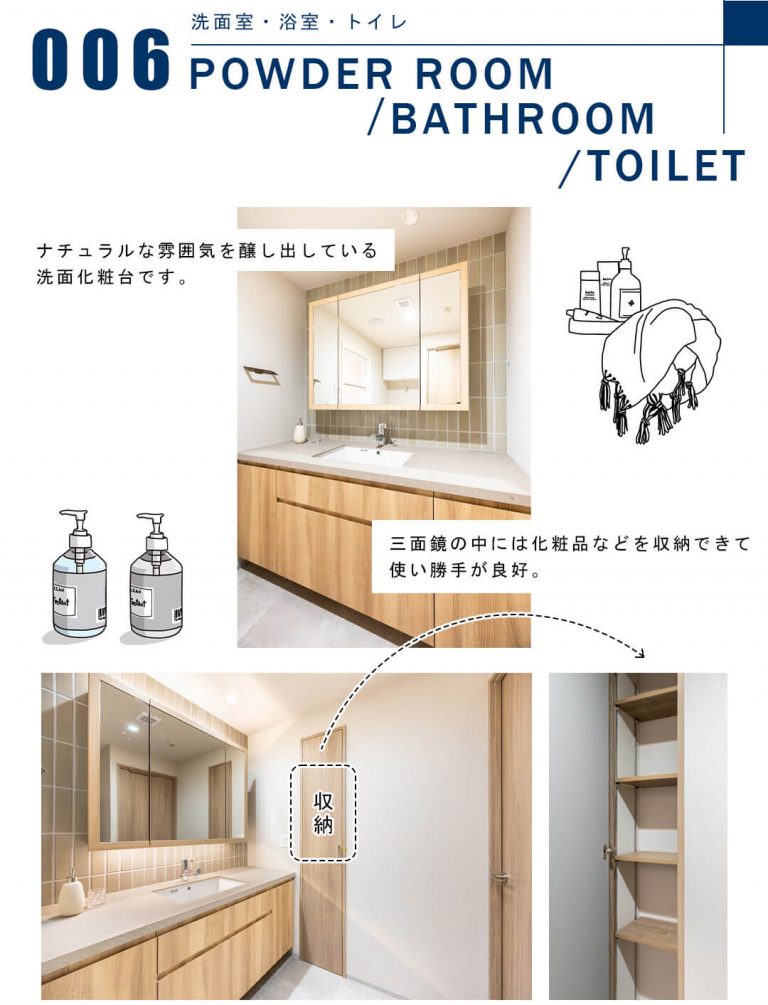 006洗面室,浴室,トイレ,POWDERROOM,BATHROOM,TOILET