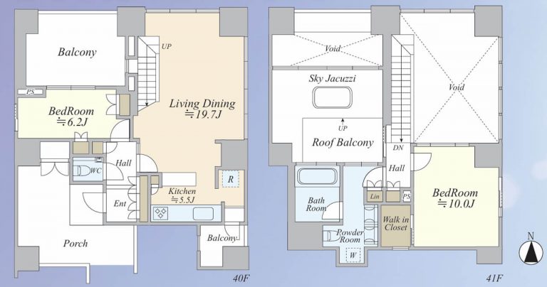 ワールドシティタワーズキャピタルタワー 40階・41階の最上階メゾネット、ホテルのような安らぎ
