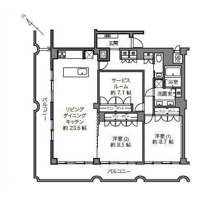初台 ミッドセンチュリーに住まう、110㎡超の開放感溢れる住まい 間取り図